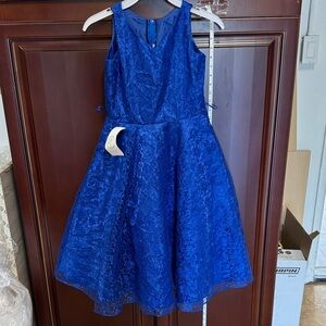 Sleeveless royal blue Elegant big girls Kids Dress wedding party size 10 New